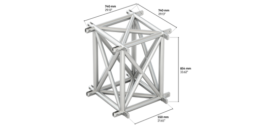 4GX91 rectangular 4way cross piece truss corner horizontal