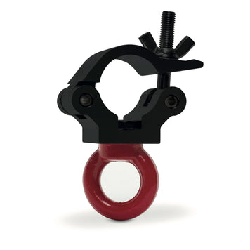 Truss clamp with red lifting eye-SWL 650kg(SF8:1) for 48-51mm tube, black anodized