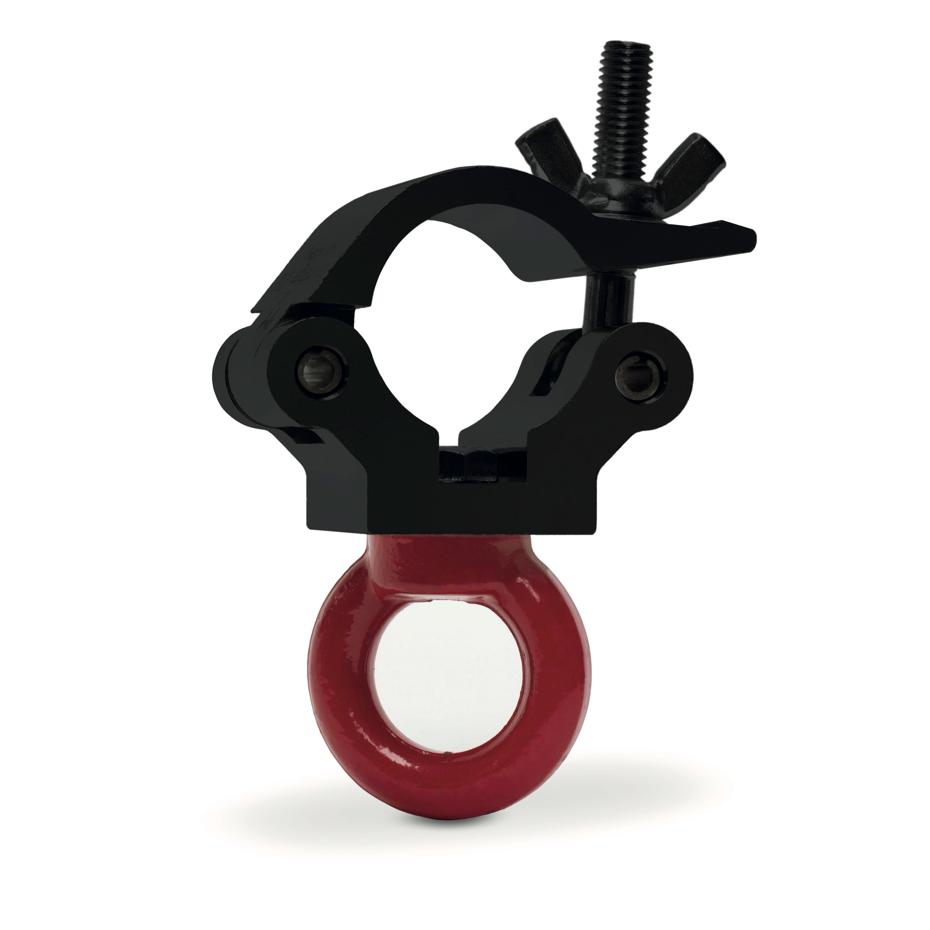 Truss clamp with red lifting eye-SWL 650kg(SF8:1) for 48-51mm tube, black anodized