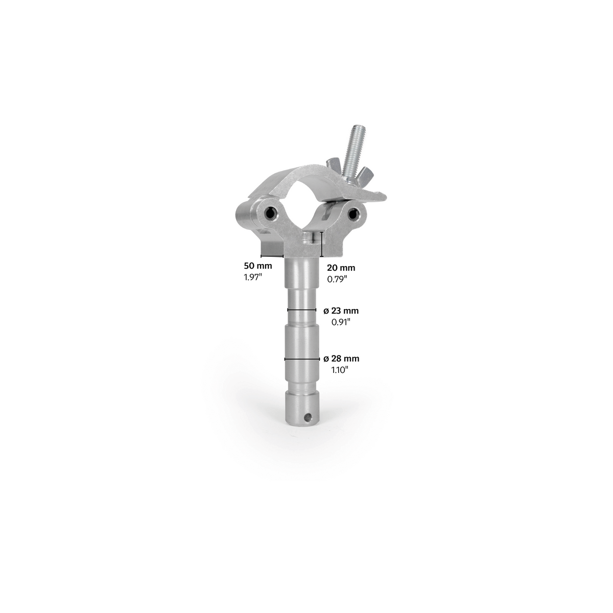 Clamp 201 supplied with fixed TV spigot
