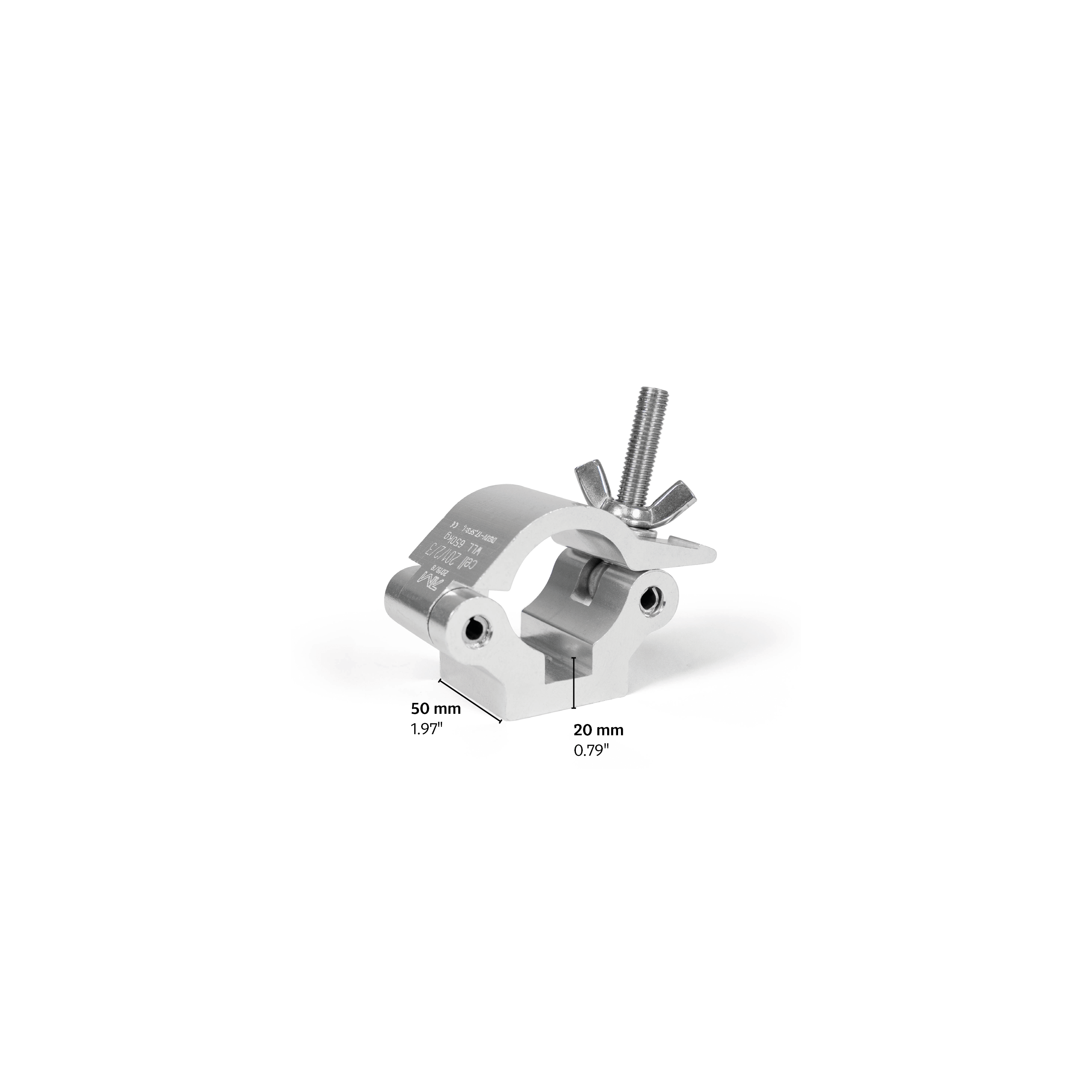 Clamp with stainless M12 bolt & wingnut and spring pins