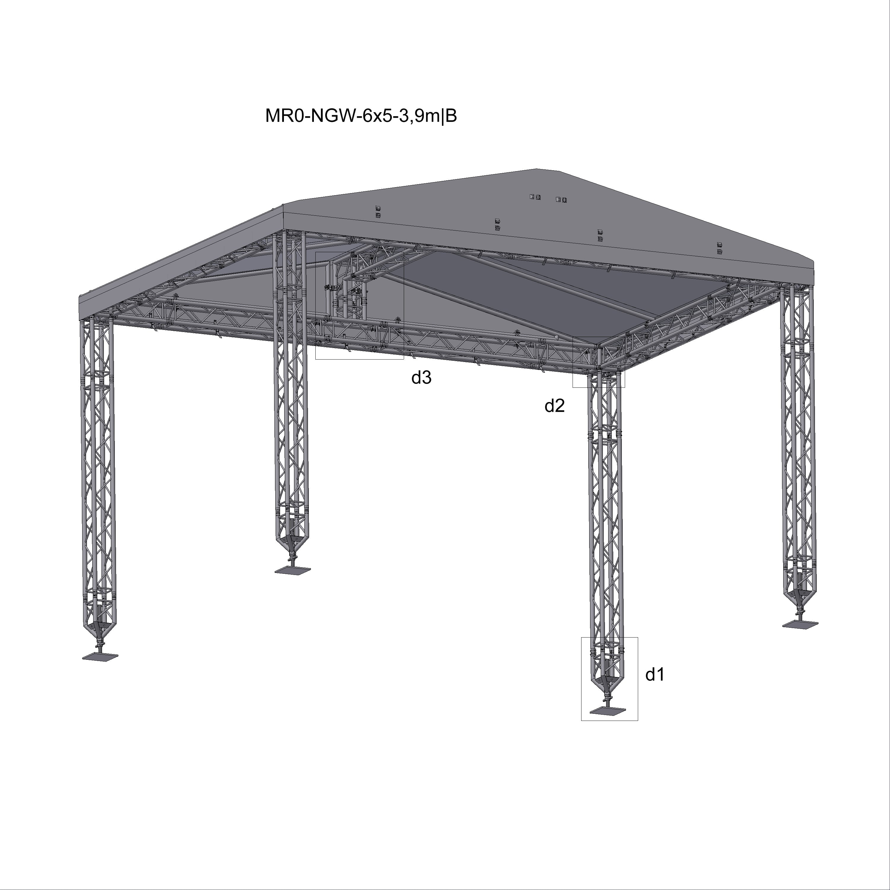 MR0 B roof 6x5-5m (No Guy Wires)