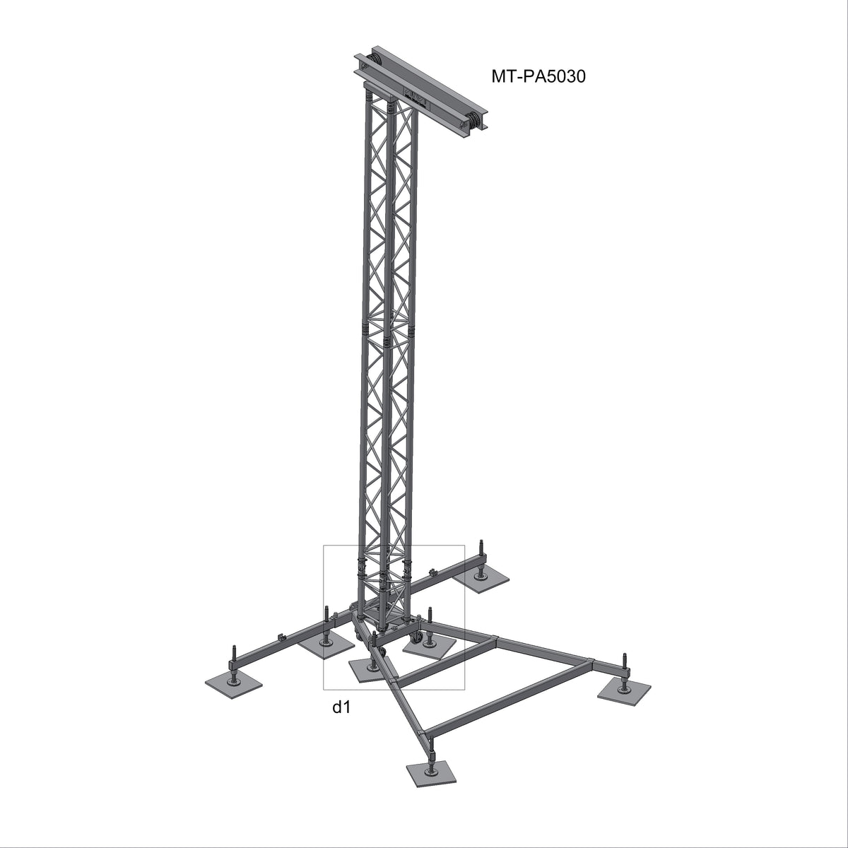 PA fly tower h=5m, load 300kg, w/o lifting equipment