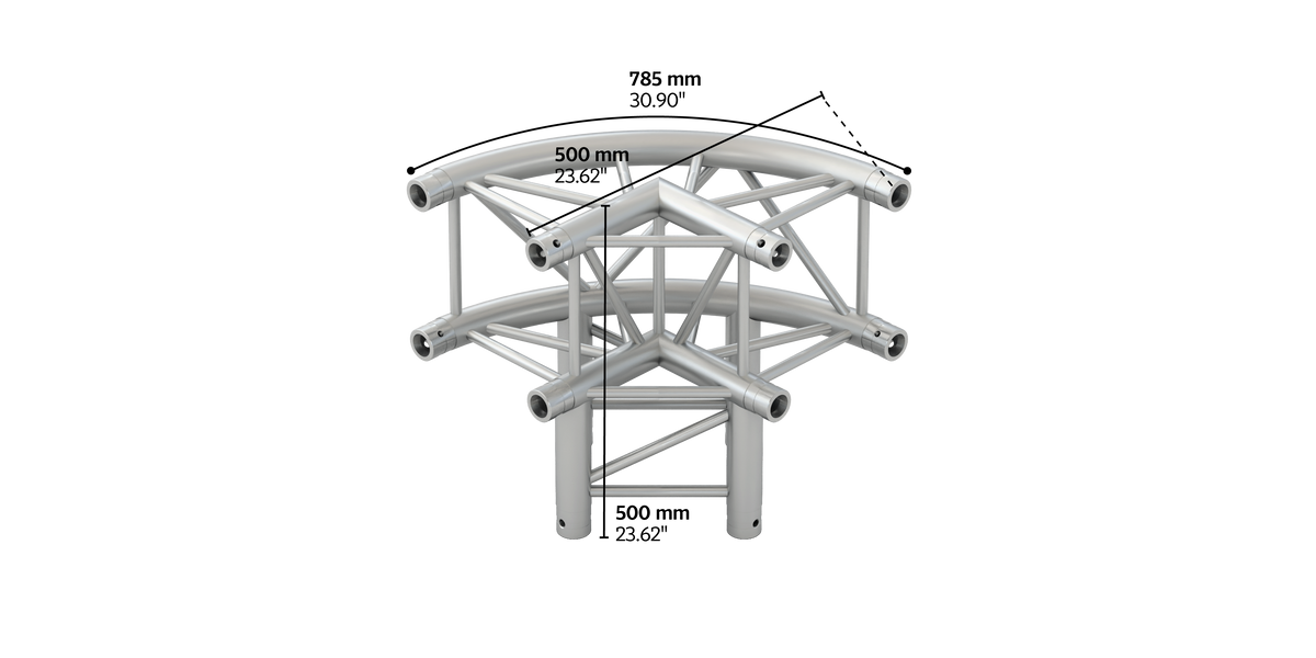 M290U quatro 3 way curved truss corner